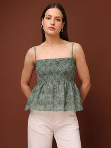 Haut péplum imprimé décontracté sans manches à col carré pour femmes - Product Image 5