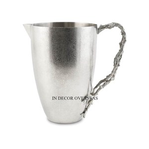 Rustique Vintage Art Designer En Acier Inoxydable Argent Brillant Poli Maison Et Hôtel Fantaisie Pichet Avec Couvercle Supérieur Plaqué Or Fournitures - Product Image 6