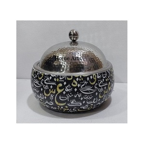 Pot chaud en bois de conception islamique avec couvercle martelé en acier Casserole de restaurant pour accessoires de cuisine - Product Image 1