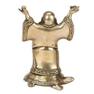 Buda Sonriente de Latón Hecho a Mano, de Pie sobre una Tortuga, Decoración de Feng Shui para la Buena Suerte y la Prosperidad, Regalo para el Hogar u Oficina - Product Image 3