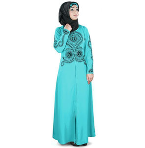 Nouvelles tenues islamiques traditionnelles musulmanes de haute qualité, légères, vintage, manches évasées, couleur unie, abayas pour femmes, longueur longue - Product Image 2