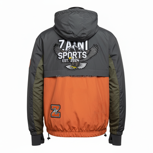 แจ็กเก็ตกันลมไนล่อนแบบพรีเมี่ยมสำหรับผู้ชายแจ็กเก็ตกันลมสีส้มและเทา - Product Image 2