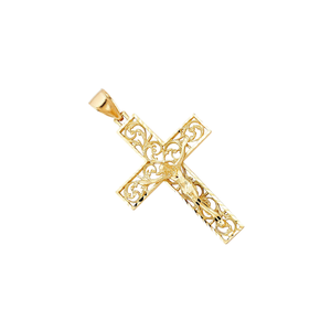 Pendentif croix élégant classique en plaqué or jaune 14 carats Bijoux religieux fantaisie Hommes Femmes Enfants Pierre de zircon Alliage métallique - Product Image 3