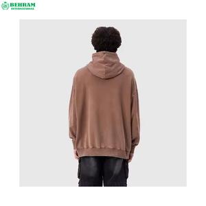 Sweat à capuche thermique oversize pour homme avec logo personnalisé, en molleton/éponge française, polyester/coton, teint uni, 340g - Product Image 3