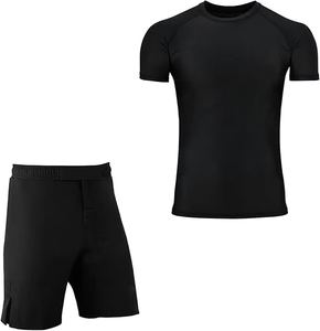 Conjunto de 2 Piezas de Camiseta y Pantalones Cortos Deportivos de Compresión de Punto Transpirable de Verano de la Mejor Calidad para Hombre - Product Image 1