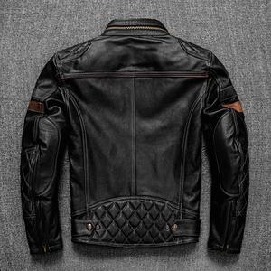 Nouvelle veste Pro Motor Biker en cuir véritable pour homme Manteau en cuir de vachette de qualité en noir. Tissu de toile - Product Image 2