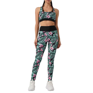 Women's Elastic Waist Yoga <b>Leggings</b> Bra Set Mid Waist <b>Seamless</b> and Stylish Fitness Wear with Solid Pattern - Product Image 4