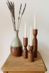 Juego de 5 Portavelas Cónicos de Madera de Mango Natural, Candelabros Decorativos Hechos a Mano para Centro de Mesa, Decoración de Bodas y Hogar - Product Image 3