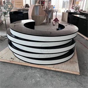 Estación DE TRABAJO DE MESA DE NOTICIAS DE TV de escritorio de ancla de noticias LED curvada de diseño moderno para consola de transmisión de estación de Radio para estudios de noticias - Product Image 3