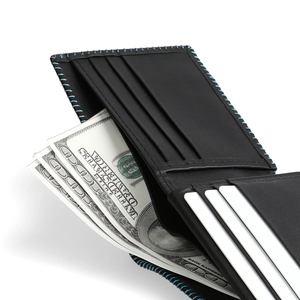 Tarjetero venta al por mayor corto Delgado RFID bloqueo cuero genuino plegable alta calidad hombres lujo logotipo personalizado billetera multifuncional - Product Image 5