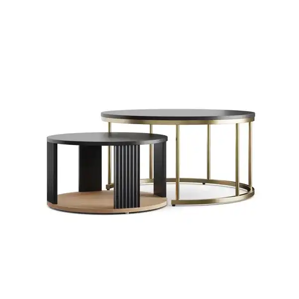Modern Luxury Nesting Coffee Table S/2, Round Coffee Table Made of Wood ...