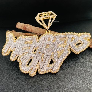 Colgante de letras VVS Moissanite, colgante personalizado de Plata de Ley 925 Iced Out VVS Moissanite, colgante de moissanite VVS Iced Out - Product Image 3