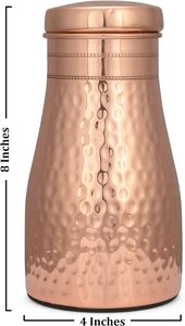 Wholesale 900ML Hammered Pure Copper Water <b>Bottle</b> Latest Design with Inbuilt Lid Competitive Price Low MOQ <b>Metal</b> Drinkware - Product Image 2