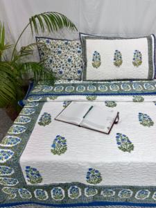 Main Bloc Imprimé Écologique 100% Coton Floral Couette Avec Taies D'oreiller Artisan Fabriqué À La Main Jaipur Coton Couette Ensemble - Product Image 5