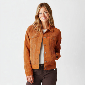 Veste de camionneur vintage épaisse pour femmes, manteau en velours côtelé d'hiver, streetwear, haut de camionneur, veste en velours côtelé d'hiver pour femmes - Product Image 4