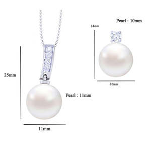 Juego de Pendientes de Plata de Ley con Perlas y Cadena para Mujeres y Niñas - Product Image 2