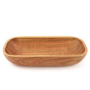 Customized Size Natural Finish Wooden Oblong Fruit Bowl 100pcs MOQ Home <b>Decorative</b> Table <b>Decorative</b> <b>Plate</b> Dish for Dough Salad - Product Image 3