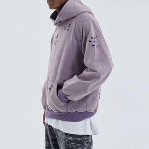 Oem Design Customized Distressed <b>Hoodies</b> 100% Cotton Winter Streetwear Casual Wear High Quality <b>Men</b> - Product Image 2
