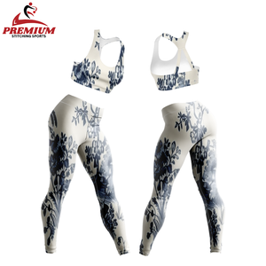 Ropa de gimnasio de entrenamiento de diseño personalizado para mujeres y adultos conjuntos de gimnasio de cintura alta con patrón sólido sublimado - Product Image 2