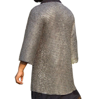 Haut de gilet en maille de fer à anneaux rivetés plats en acier doux, armure de chevalier viking, costume historique, armure de reconstitution artisanale