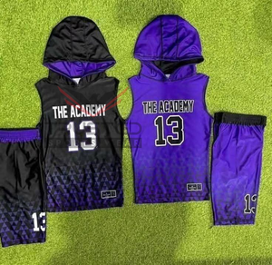 Ensemble de maillots de football 7v7 de haute qualité OEM, respirant, à séchage rapide, avec capuche, short, impression numérique, couleurs personnalisées - Product Image 3