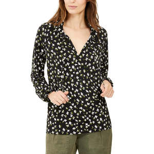 Camicia Casual da Ufficio Michael Kors da Donna con Motivo Floreale e Colletto Arricciato, Taglia XL, Verde, per l'Autunno - Product Image 1