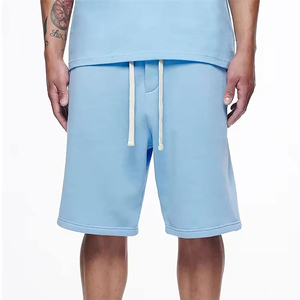 Short décontracté pour homme bleu clair et gris foncé, paire de coton mélangé doux avec cordon de serrage à la taille et poches latérales - Product Image 6