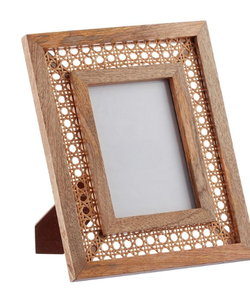 Marco de Fotos Rústico Hecho a Mano, Diseño Ecológico de Madera de Acacia y Ratán para Decoración de Mesa de Oficina en el Hogar y Regalos - Product Image 4