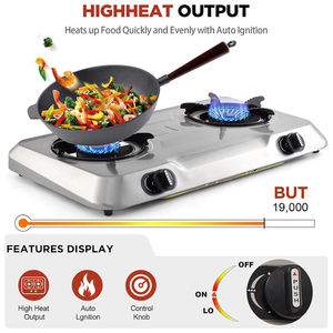 Elegante Estufa de Gas Portátil Moderna de 2 Quemadores, Cocina de Mesa de Acero Inoxidable de Alta Tecnología, Diseño Futurista, Protección Contra Apagado Accidental - Product Image 3