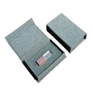 Brivote Boîte de clé USB de mariage en lin Offre Spéciale personnalisée Boîte d'emballage USB pour photographes - Product Image 4
