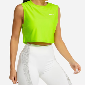Precio barato ejercicio deportes desgaste camiseta sin mangas para mujer logotipo personalizado sin mangas Crop Tank Top mujeres increíble Color Fitness Wear - Product Image 6