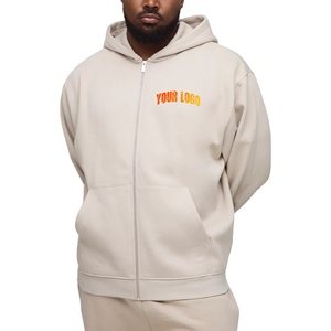Sweats à capuche et sweat-shirt à fermeture éclair pour hommes 100% coton, sweat à capuche surdimensionné à épaules tombantes, sweat à capuche avec logo personnalisé pour homme - Product Image 1