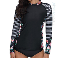 Tankini Wanita Lengan Panjang Custom, Bra Top Rash Guard Ramah Lingkungan, Bahan Ringan, Cepat Kering, Anti UV