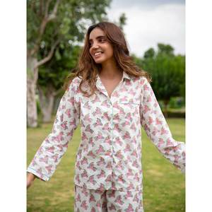 Ensemble de pyjama en coton doux à imprimé animal licorne avec col à nœud - Product Image 4