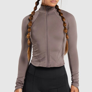 Breathable Best Comfortable <b>Women's</b> <b>Long</b> <b>Sleeve</b> Spandex/Polyester Mesh <b>Sports</b> Zip Jacket Front Anti-Bacterial Quick Dry Features - Product Image 1