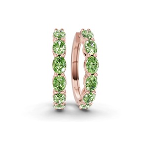 Boucles d'oreilles créoles ovales en diamant de laboratoire vert océan lagunaire 1 carat total, clarté VS, or massif 14K, ambiance vacances d'été et côtier - Product Image 2