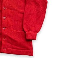 Cárdigan Personalizado con Cuello en V, Bordado y Botones, Rojo y Blanco, de Alta Calidad, 100% Algodón, Estilo Vintage, Uniforme Escolar o Universitario de Otoño