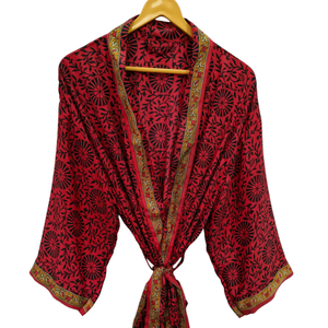 ชุดเดรสสำหรับเจ้าสาวเสื้อคลุมส่าหรีสไตล์อินเดียเสื้อคลุมสำหรับเป็นของขวัญชุดปาร์ตี้ชายหาดชุดกิโมโนผ้าไหมส่าหรีพิมพ์ลายอินเดีย - Product Image 1