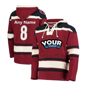 Men's Custom Ice Hockey Custom Unique Hoodie Hockey Hoodie Tackle Twill Team Ice Hockey Jersey With Hood Lace up Hockey Jersey - Product Image 1