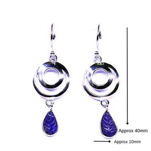 Pendientes clásicos de Plata de Ley 925 chapados en oro con piedras preciosas de tanzanita Para Boda y fiesta para mujer - Product Image 1