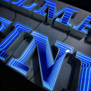 กระจกสัญลักษณ์3D พิมพ์ลายตัวอักษรพิมพ์อินฟินิตี้มหัศจรรย์สัญลักษณ์ตัวอักษร RGB <span class=keywords><strong>LED</strong></span> โลโก้ป้ายหน้าร้านธุรกิจ - Product Image 2