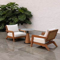 Ensemble de chaises longues d'extérieur en teck résistant aux intempéries, ensemble de fauteuils pour hôtel, resort, café, OEM personnalisé