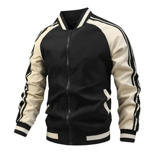 Chaqueta universitaria de bloque de color para hombre, ropa deportiva a rayas con cremallera, chaqueta Bomber informal para otoño e invierno, ropa para exteriores - Product Image 2