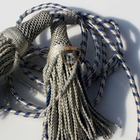 WOK Industries Custom Size Silver Blue Cross Tassels Metallic Yarn Silk Thread Decorative Braided Coated Cord Garment