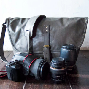 Leather DSLR <b>Camera</b> <b>Bag</b> With Insert With Shoulder Strap Messenger Lining Gift For Him Or Her <b>Green</b> LCCB-0021 - Product Image 1