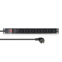 SYNSTRO Bloc d'alimentation multiprise IEC 8 prises C13 C14 16A 250V 1U 19 pouces à montage en rack avec protection contre les surtensions en alliage d'aluminium pour données