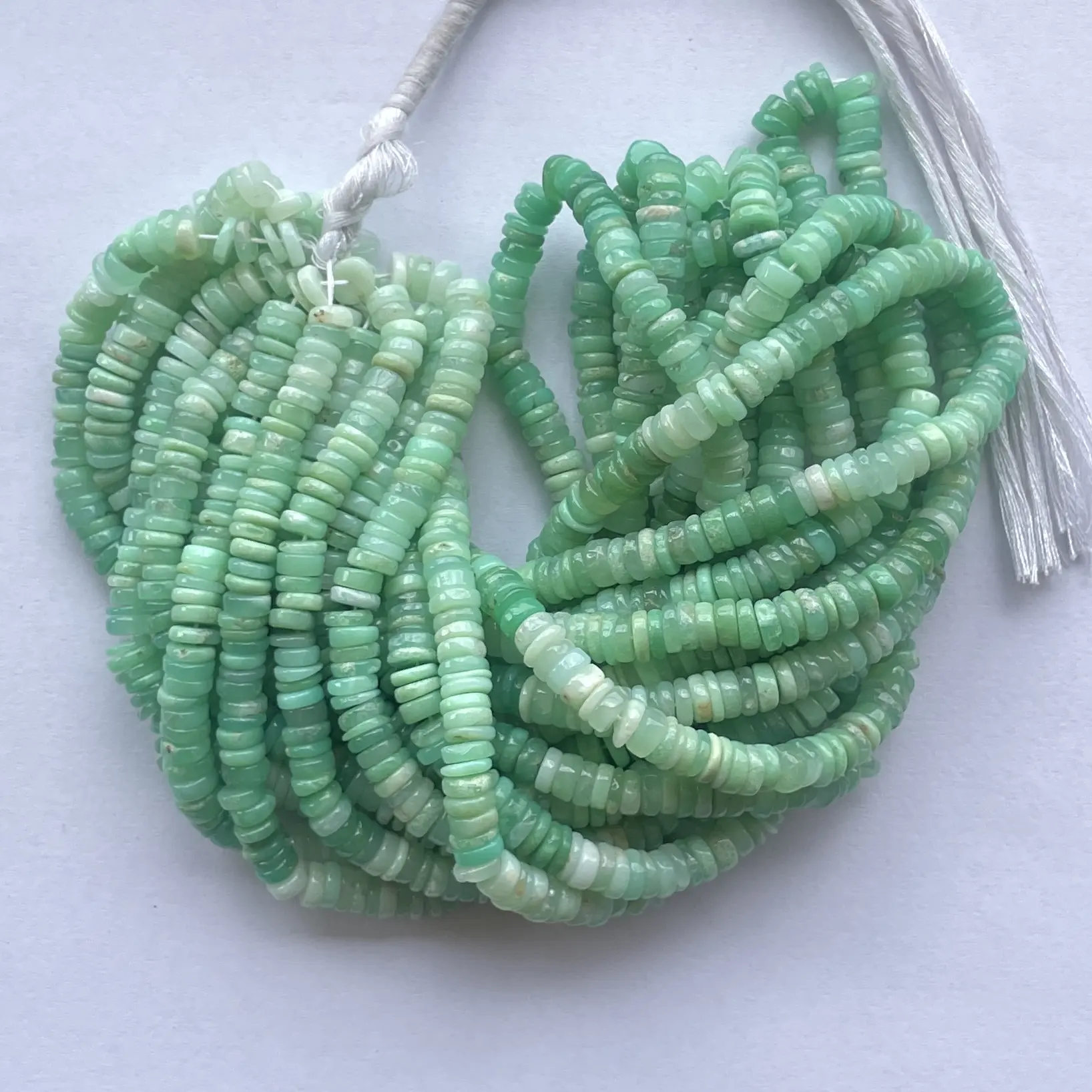 4Mm 5Mm 6Mm 8Mm Natuurlijke Ombre Groene Chrysoprase Steen Gladde Heishi Band Edelsteen Kralen Streng Halfedelsieraden Maken Diy