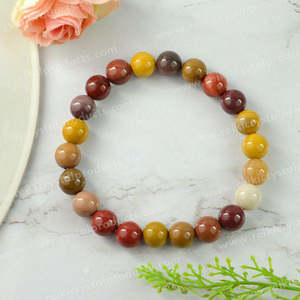 Natural Mookaite Jasper 8mm Round Bead <b>Bracelet</b> for Courage Strength Stability Positive Energy Reiki Charged Gemstone - Product Image 3