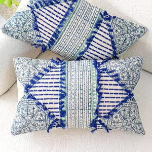 Nueva funda de cojín Lumbar tejida de algodón orgánico de diseño bohemio de lujo 18x18 patrón de estampado de flecos de lino de yute hogar Hotel sala de estar - Product Image 1
