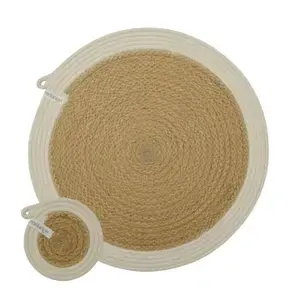 Nouveautés Dessous de verre en jute fabriqué à la main Dessous de verre en jute de haute qualité Parfait pour la maison Hôtel Table Top Decor Utilisation - Product Image 5